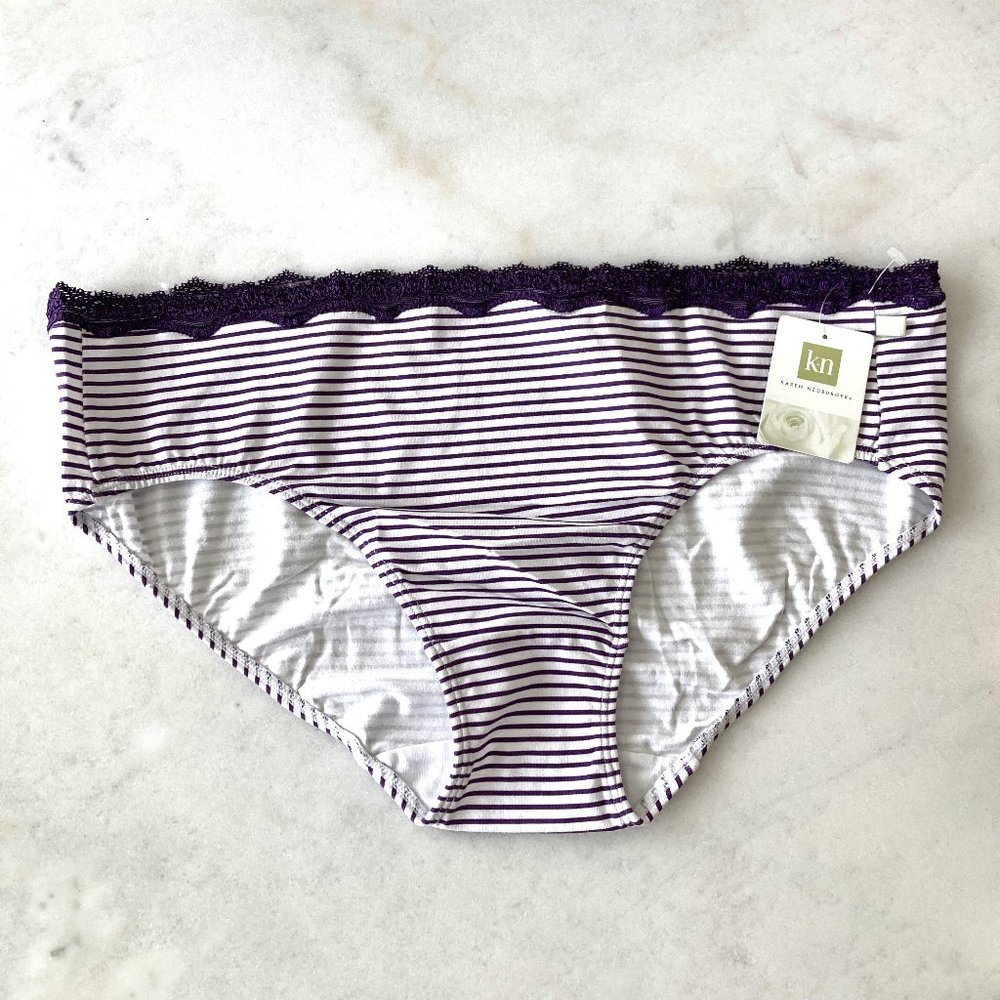 3/$39 - NWT! New Karen Neuburger lace top striped purple & white panty underwear